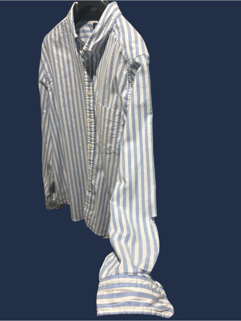 Classic Preppy Nautica Blue and White Striped Long Sleeve Button Down Shirt XXL
